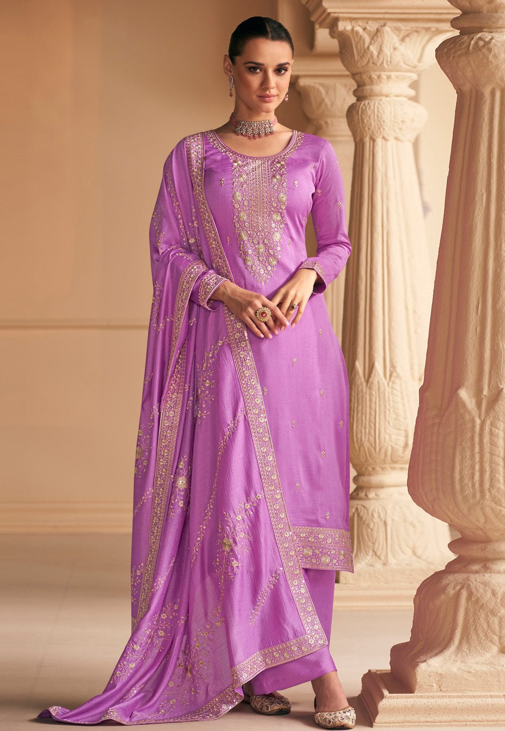 Stylish Lavender ASF - Indian Dress House 786