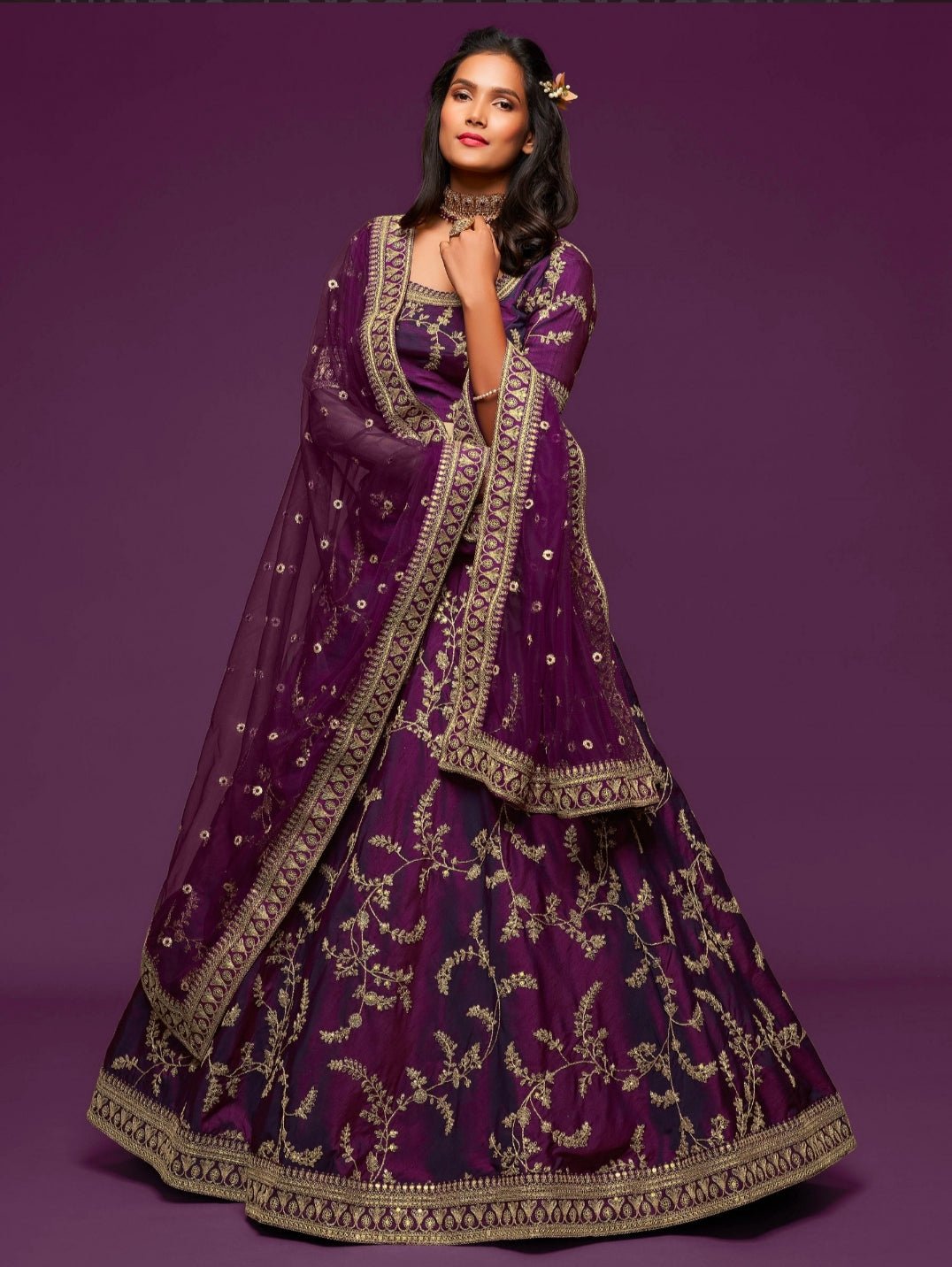 Stylish Purple Floral ADL - Indian Dress House 786