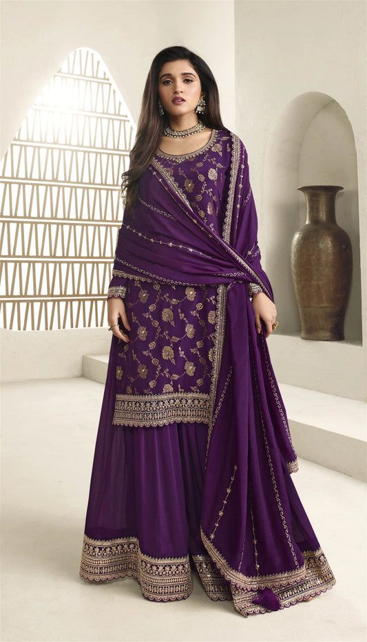 Stylish Purple Floral VKS - Indian Dress House 786