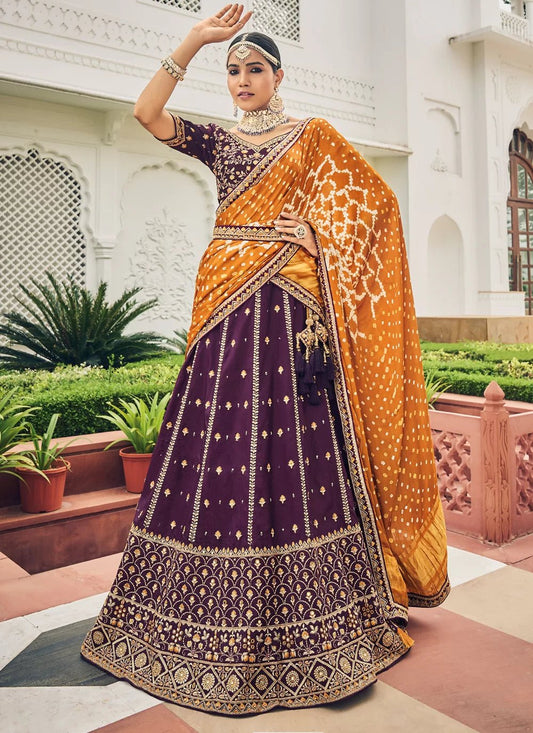 Stylish Purple & Orange KSHL - Indian Dress House 786