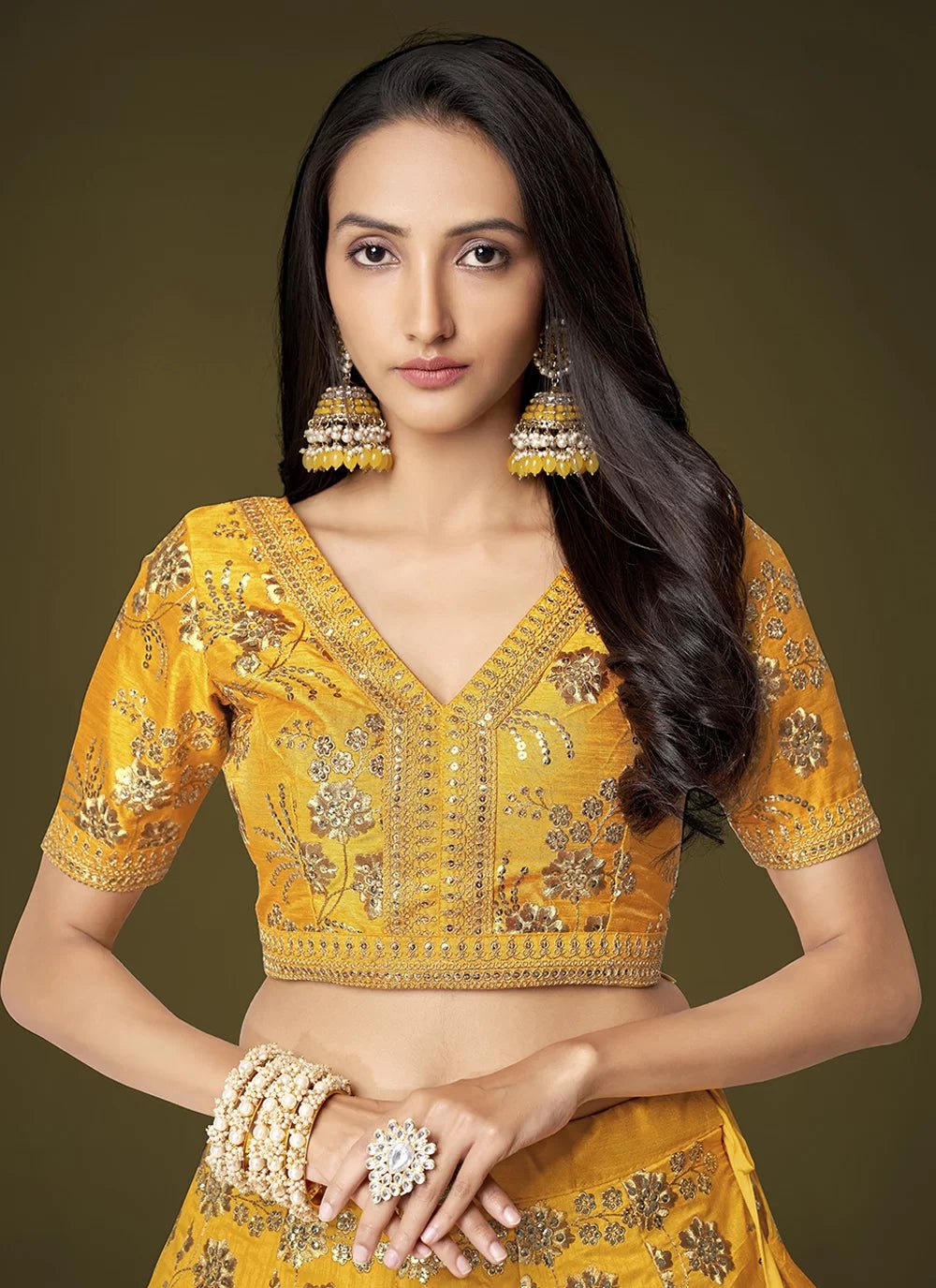 Stylish Yellow & Gold ZHML - Indian Dress House 786