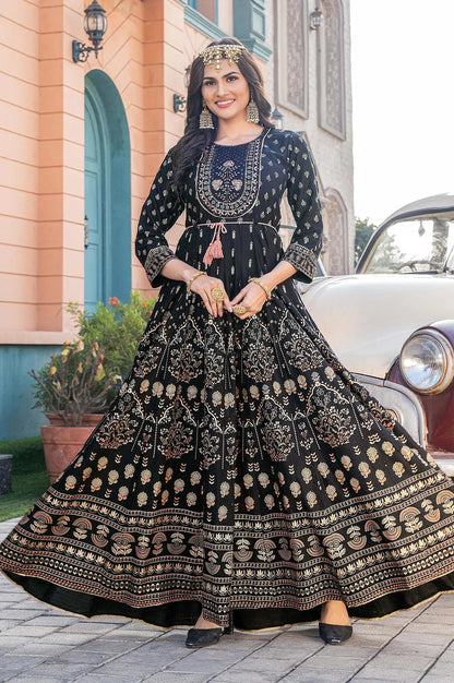Unique Black Floral MIF 308 FVD - Indian Dress House 786