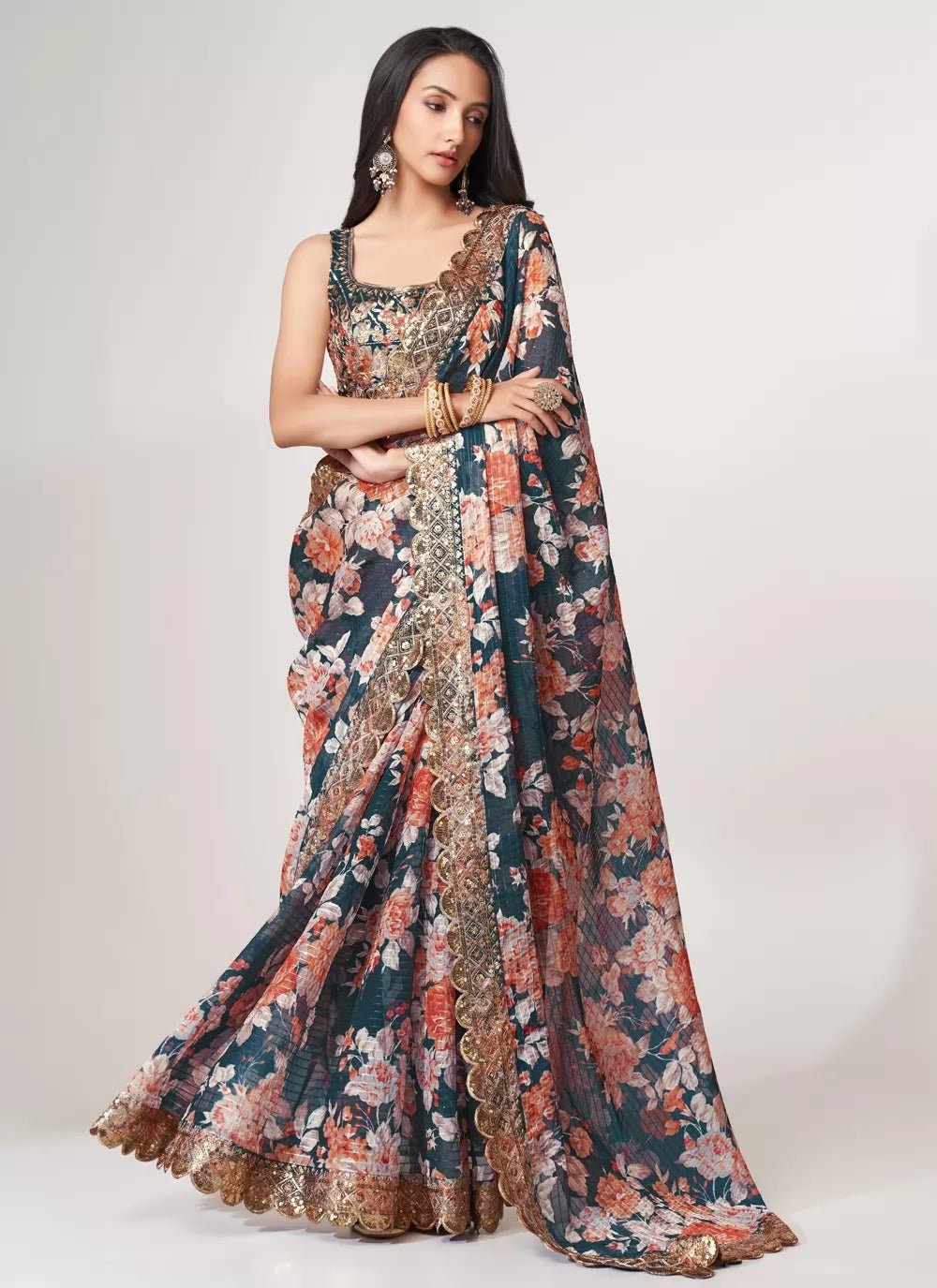 Unique Blue Floral ZCS - Indian Dress House 786