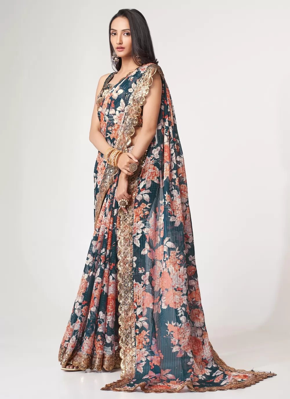 Unique Blue Floral ZCS - Indian Dress House 786