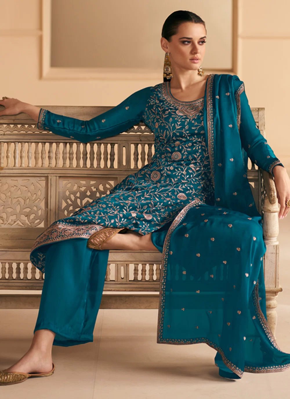 Unique Floral Blue AVS - Indian Dress House 786