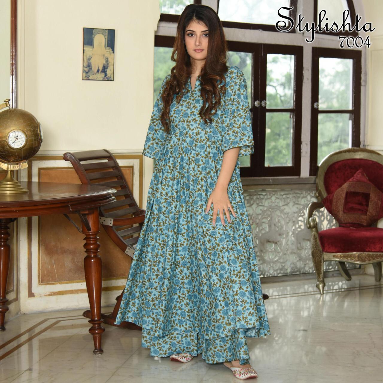 Unique Floral Blue STYGN 7004 FVD - Indian Dress House 786