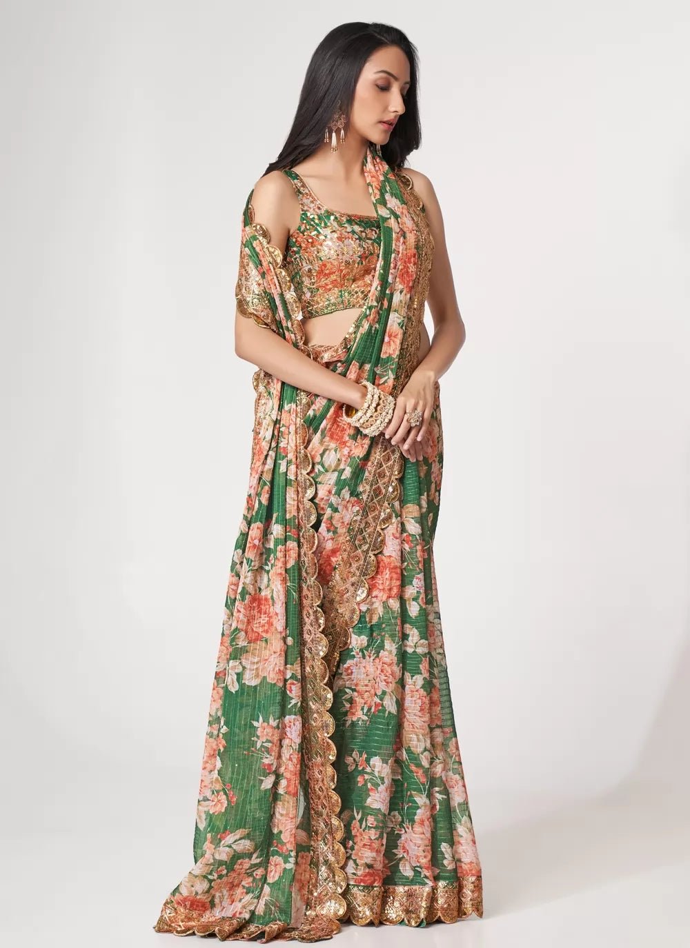 Unique Floral Green ZCS - Indian Dress House 786