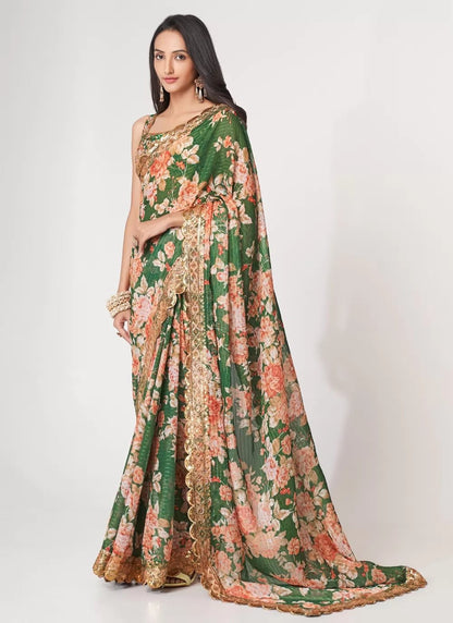 Unique Floral Green ZCS - Indian Dress House 786