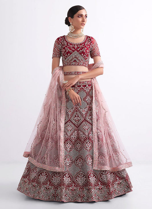 Unique Floral Maroon ASH - Indian Dress House 786