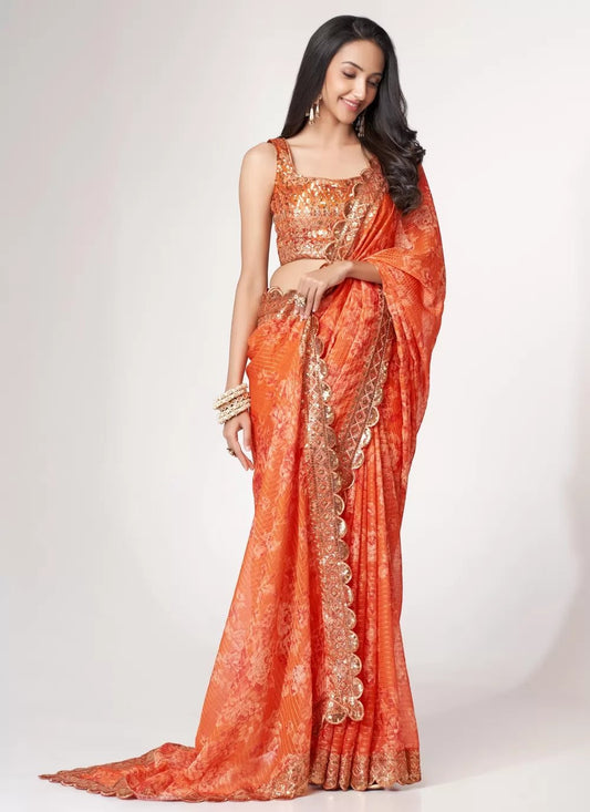Unique Floral Orange ZCS - Indian Dress House 786