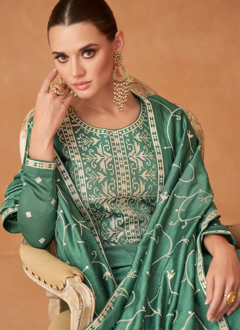 Unique Floral P Green ASHM - Indian Dress House 786