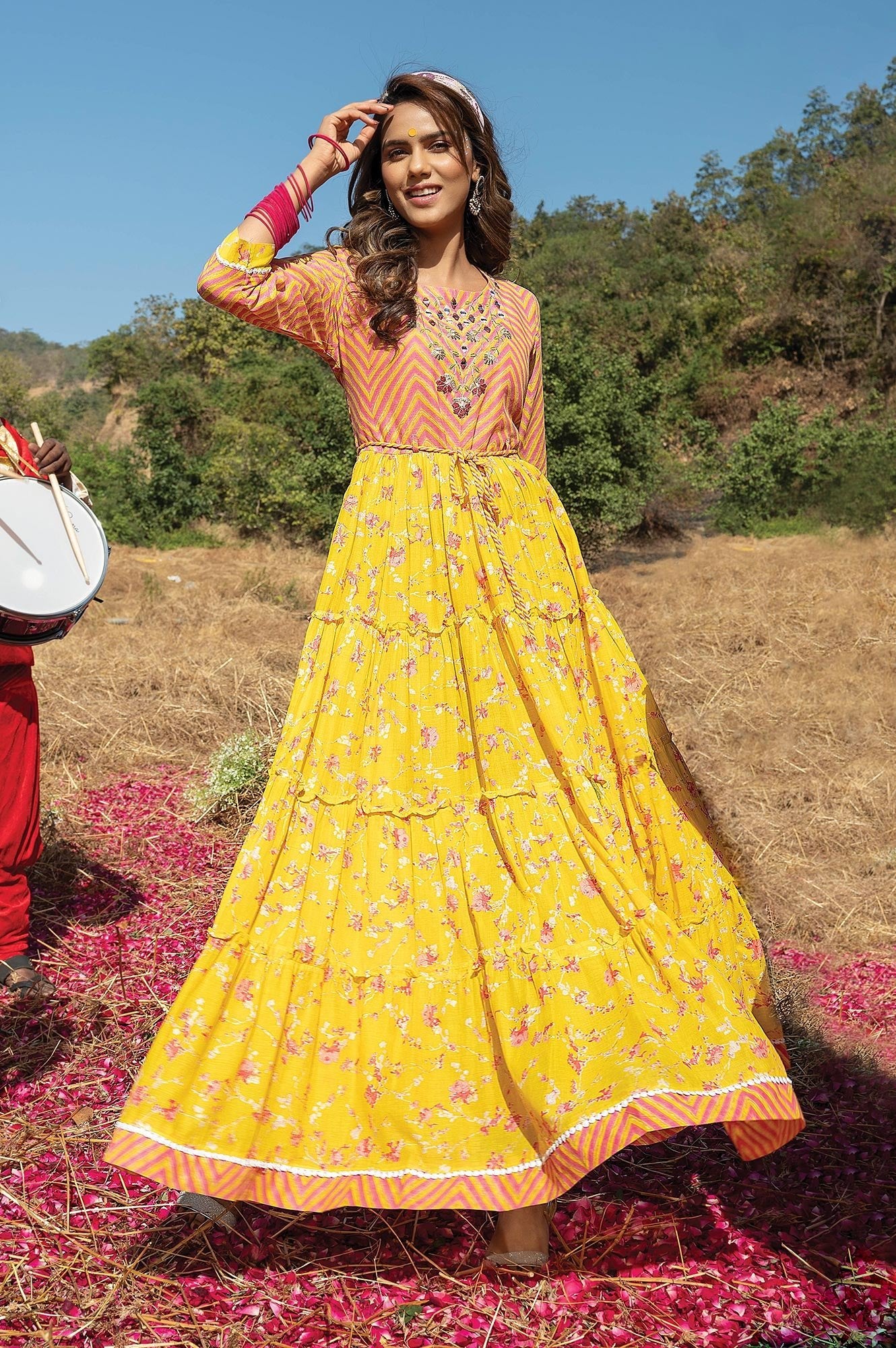 Unique Floral Yellow KFO 103 FVD - Indian Dress House 786