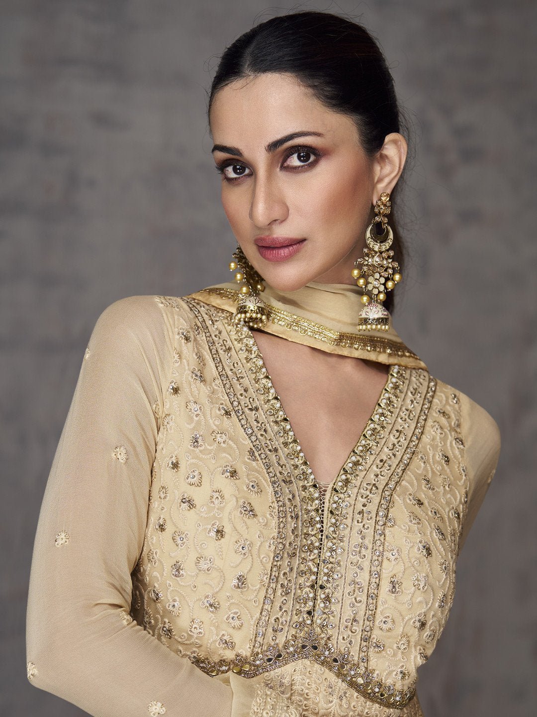 Unique Gold Beige SYAN - Indian Dress House 786 Unique Gold Beige SYAN - Indian Dress House 786