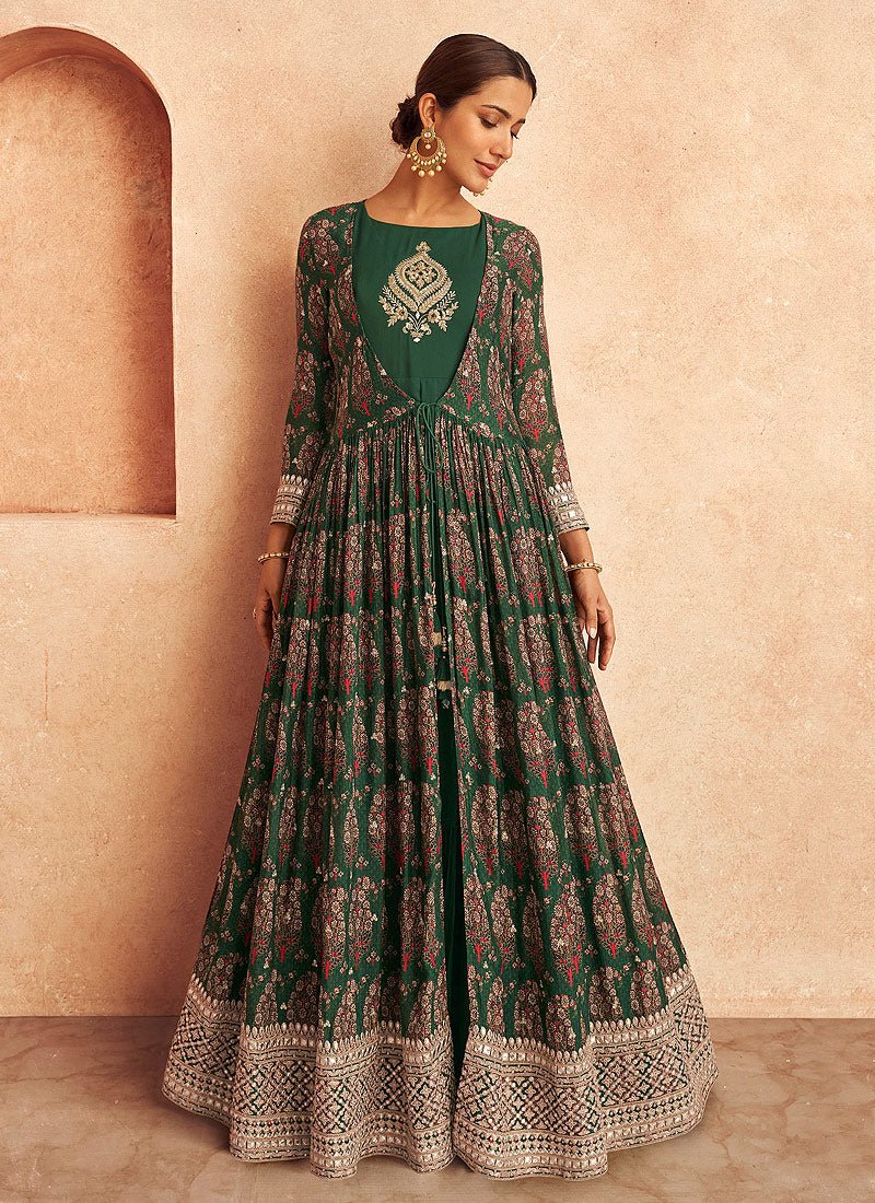Unique Green Floral SYT - Indian Dress House 786