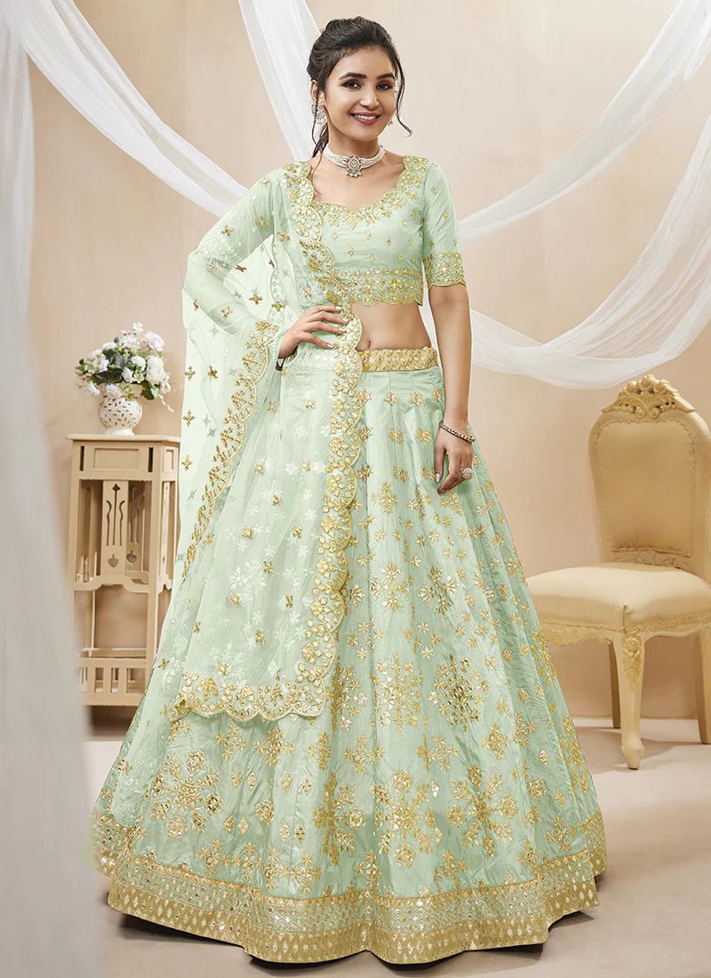 Unique Mint Green & Gold ZCA - Indian Dress House 786