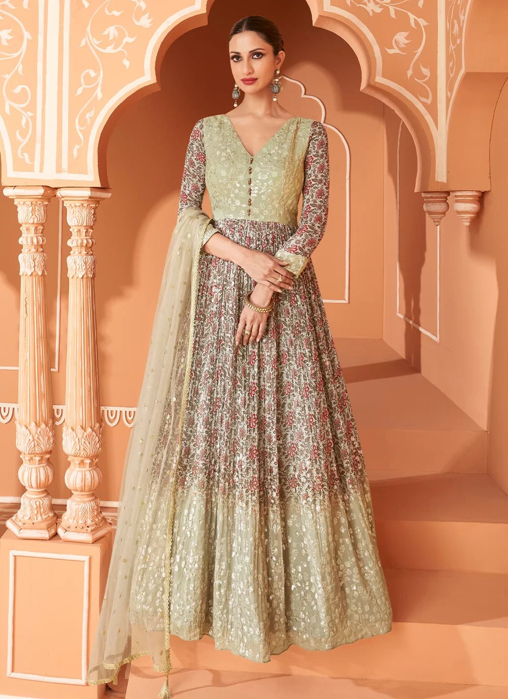 Unique Multi Color Floral SSS - Indian Dress House 786