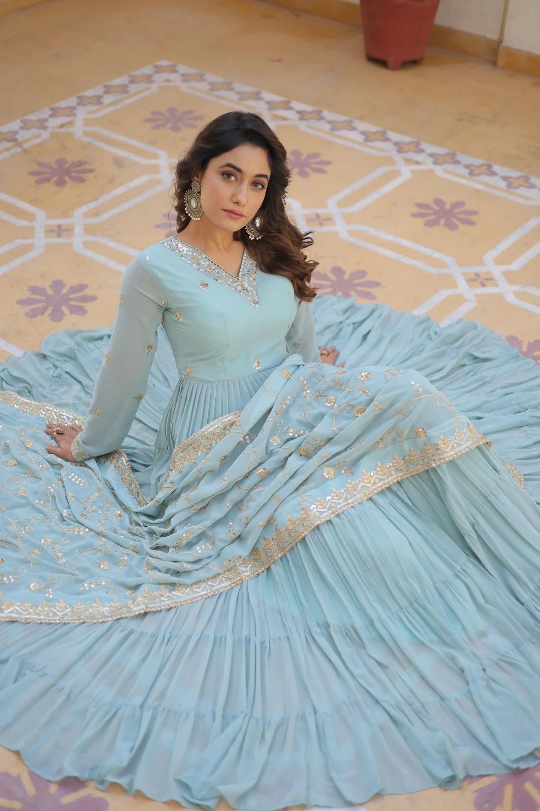 Unique Pastel Blue VMG 26002 FVD - Indian Dress House 786