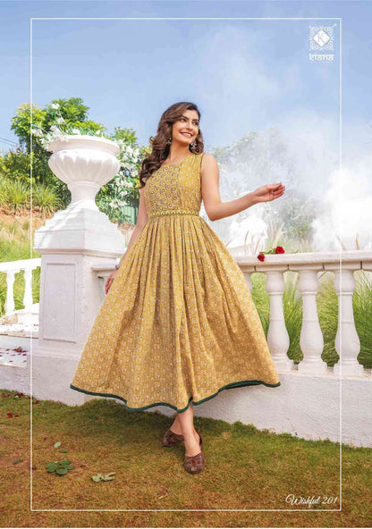 Unique Printed Yellow KW 201 FVD - Indian Dress House 786