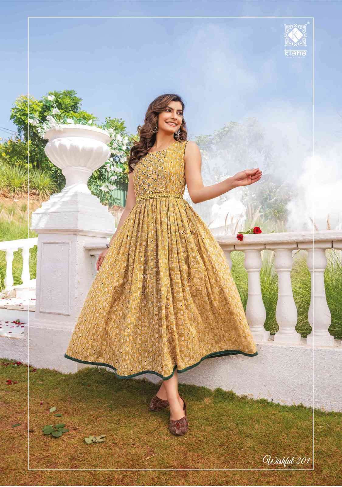 Unique Printed Yellow KW 201 FVD - Indian Dress House 786