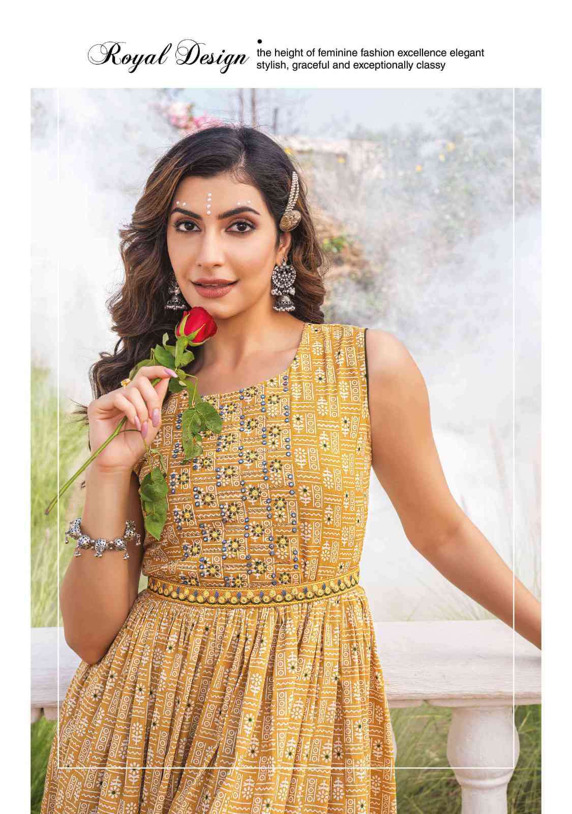 Unique Printed Yellow KW 201 FVD - Indian Dress House 786