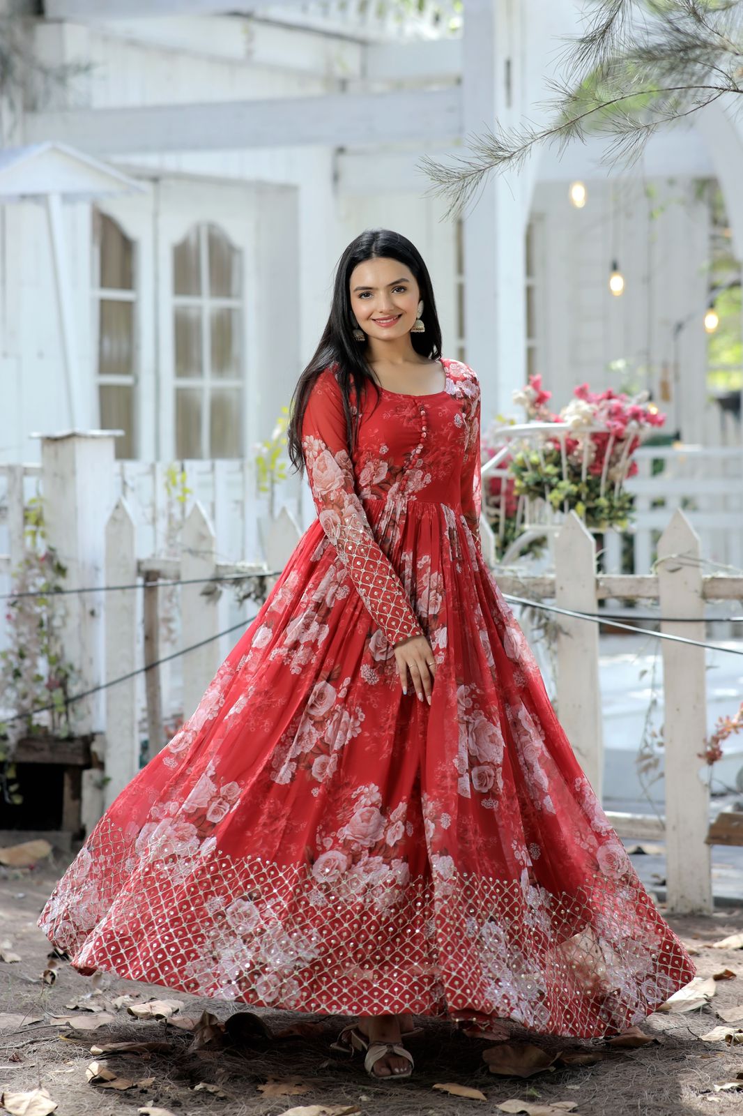 Unique Red Floral NC - Indian Dress House 786
