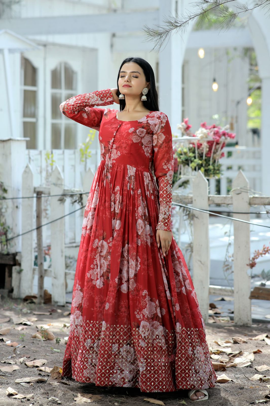 Unique Red Floral NC - Indian Dress House 786