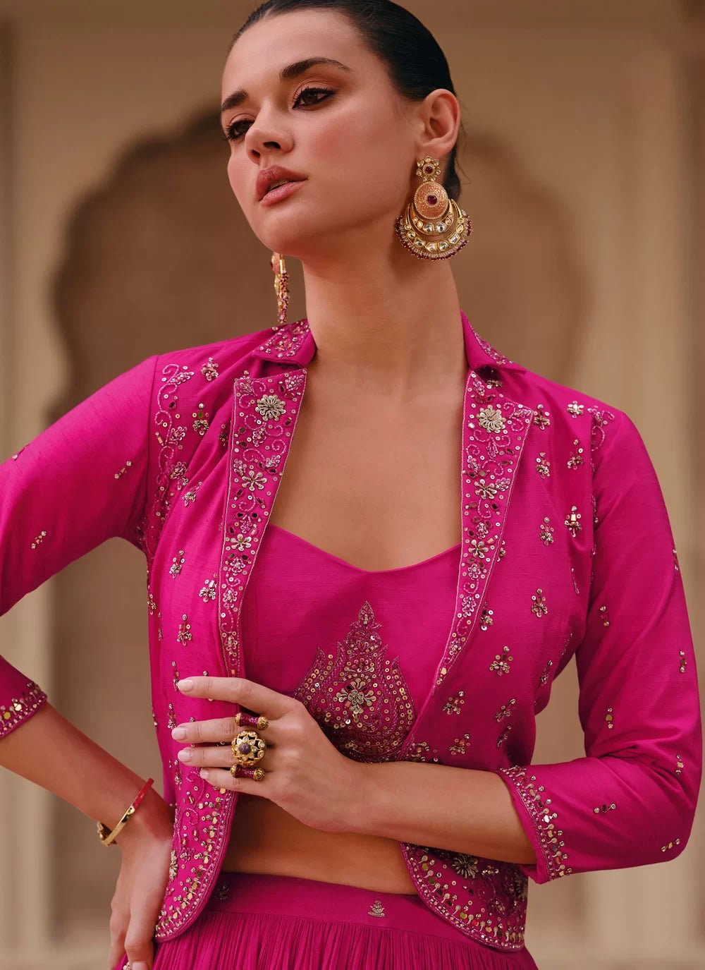 Unique Simple Hot Rani Pink SDSL - Indian Dress House 786