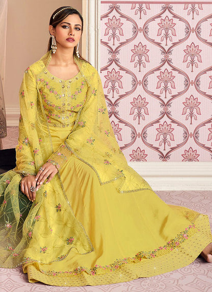 Yellow Floral LTA - Indian Dress House 786